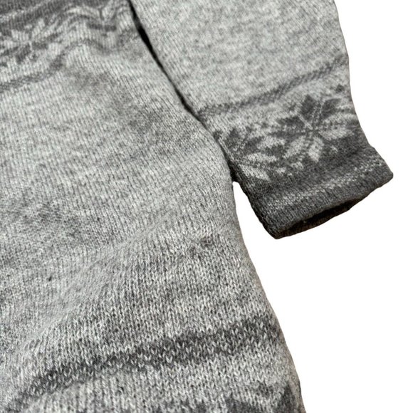 Vintage Fair Isle Nordic Winter Gray Hooded Cardigan Wool Men's M or L (approx) - Picture 3 of 6